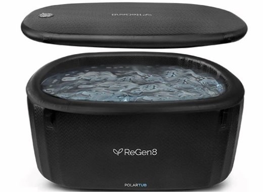 Front full view of a ice bath full of water ready to use