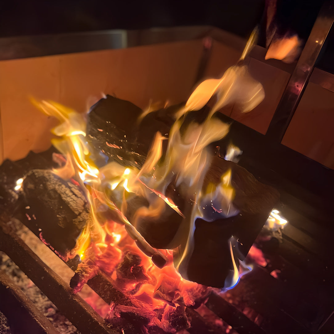 Charcoal smoldering in a charcoal BBQ grill