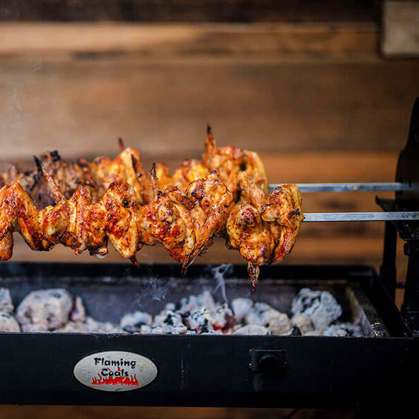 BBQ Spit Roaster | Cyprus | Flaming Coals meat cooking