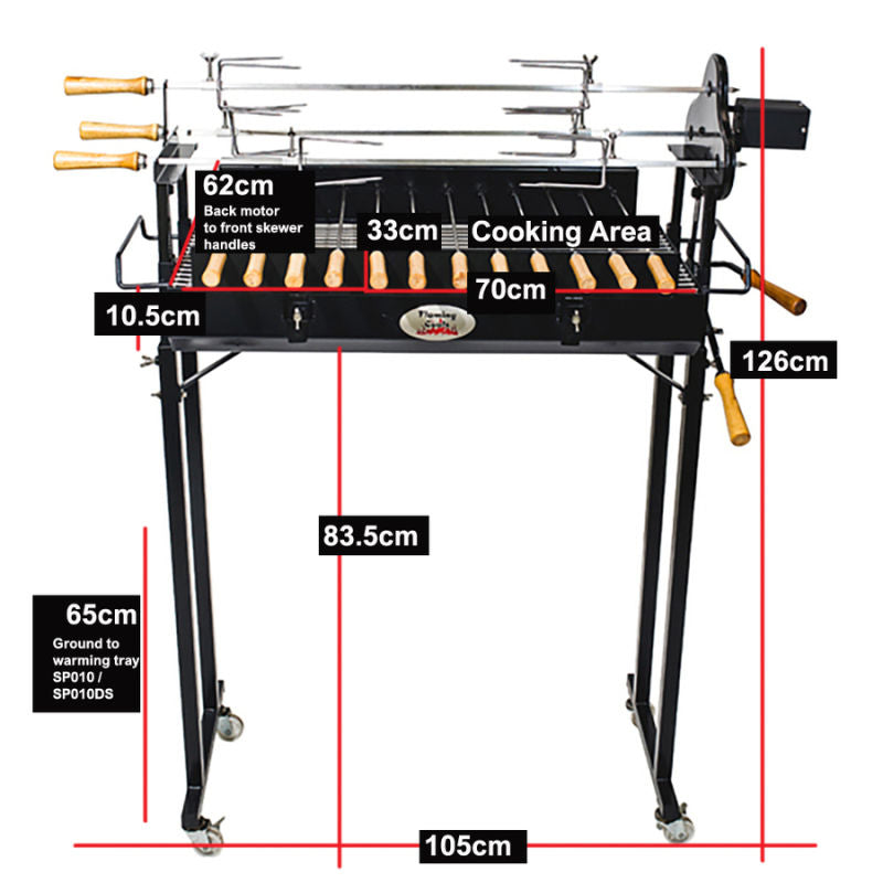 BBQ Spit Roaster | Cyprus | Flaming Coals showing the dimensions