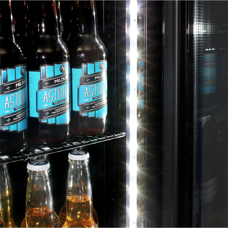 Bar Fridge | 160 Litre Upright close up of LED lights