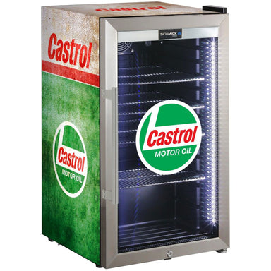 Bar Fridge | 98 Litre Fuel Pump castrol branded front left full view on white background