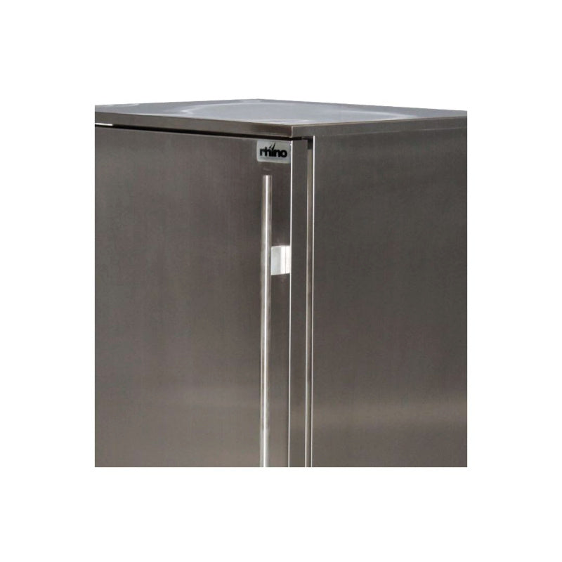 Bar Fridge | Single Door Alfresco | Rhino Solid Door close up of rhino branding