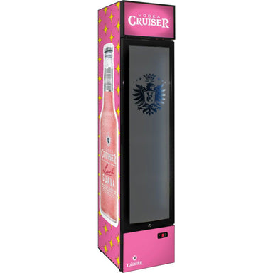 Bar Fridge | 160 Litre Vodka Cruiser Branded front left view showing branding