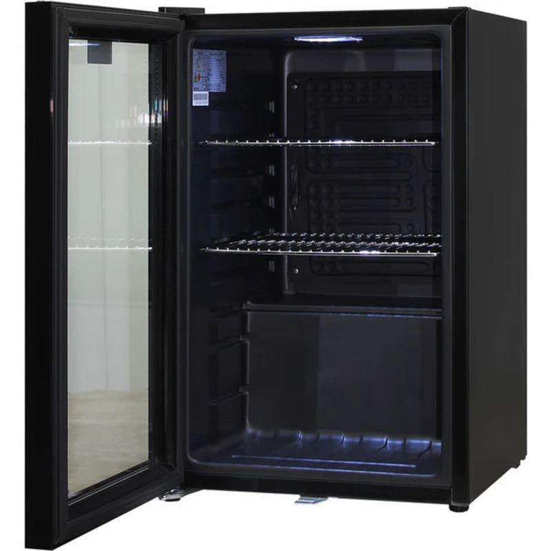 Schmick 70 L Black Double-Glazed Bar Fridge – Right or Left Hinge - HUS-SC70-B lef thand hinge empty with the door open
