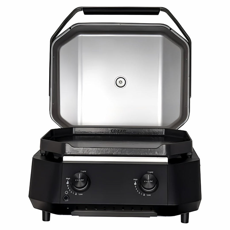 Cozze B-500 Gas BBQ front view with lid open