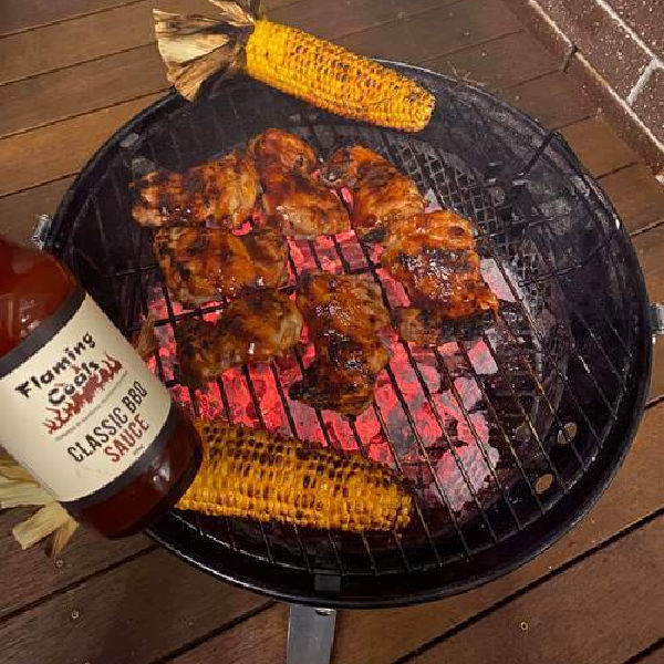 Gidgee Charcoal for BBQ Grill and Rotisserie | Lump 19 kg in kettle bbq with food cooking