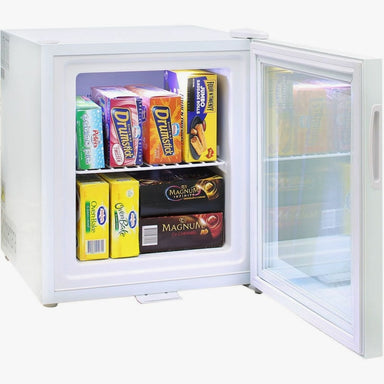 Mini Freezer Glass Door 36 Litre front view with door open
