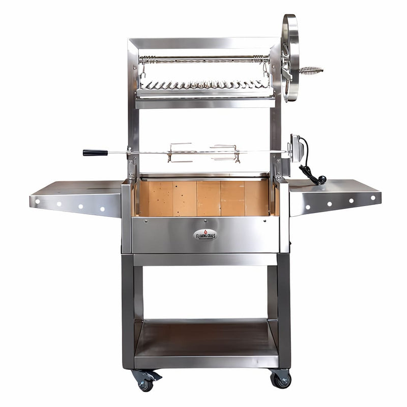 Parrilla Argentine Grill | Firebrick | Rotisserie | Medium front view of the whole unit