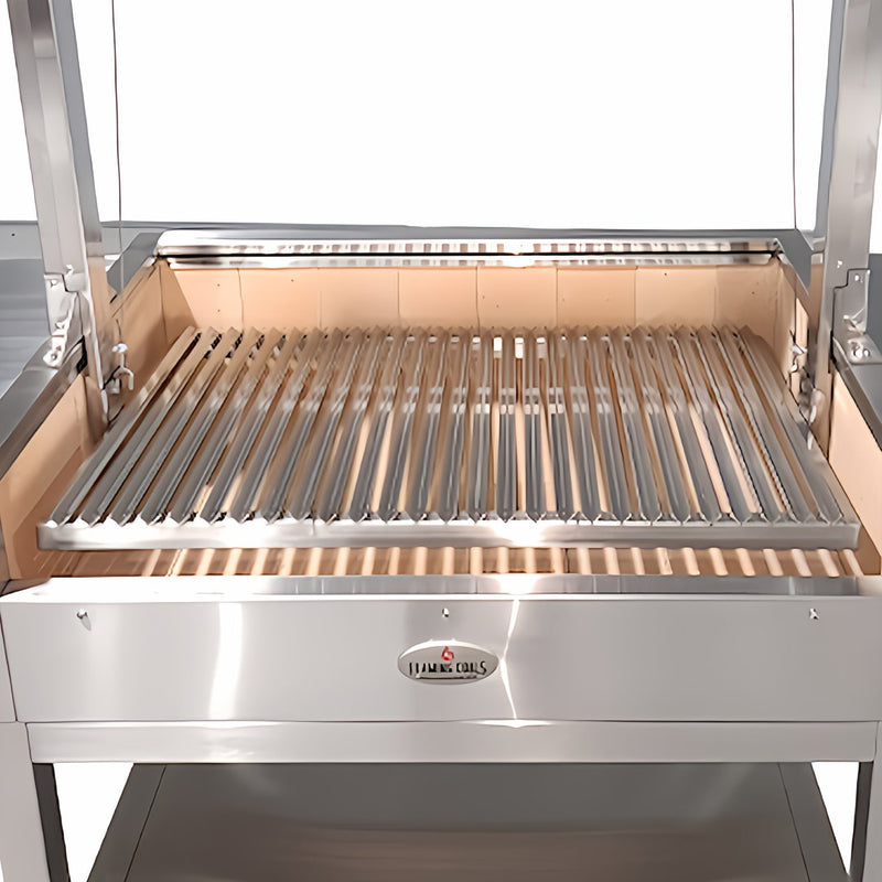 Parrilla BBQ Argentine with Firebricks and Rotisserie close up of grill and firebricks