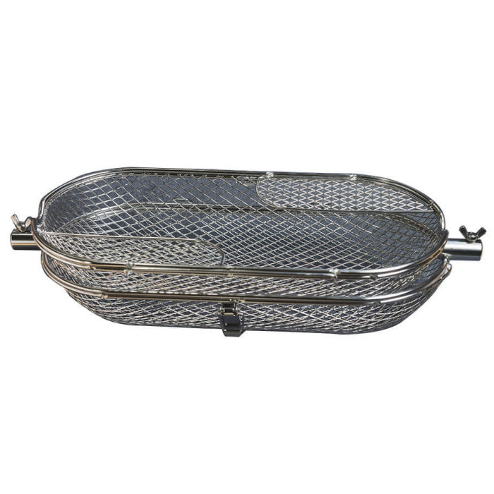 Rotisserie Tumbler Basket | view of basket open on white background