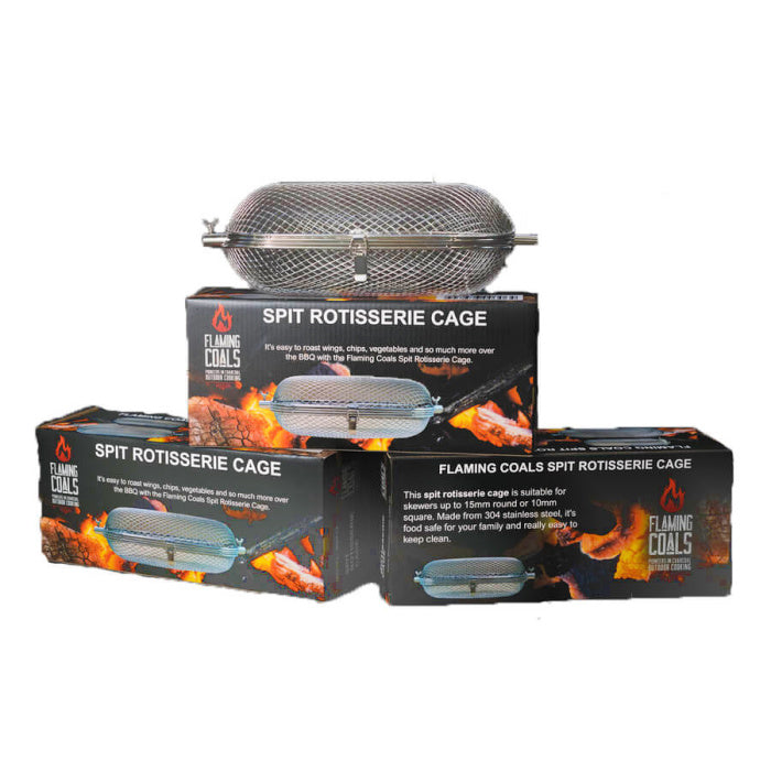 Rotisserie Tumbler Basket | basket sitting on 3 boxes