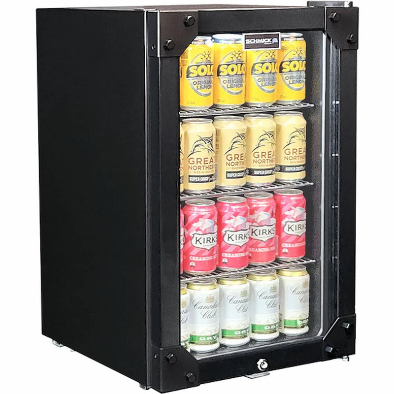 Schmick 70 L “Bolt‑Style” Black Bar Fridge – Industrial Design, Double‑Glazed - HUS-SC70-B-X right hinge full with door closed