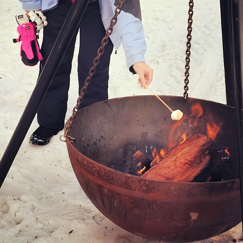 Tripod Fire Pit  roasting marshmallows in fire pit