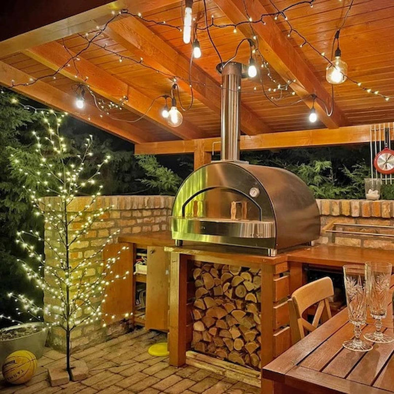 Wood Fired Pizza Oven | Alfa 4 Pizze front right view under gazebo
