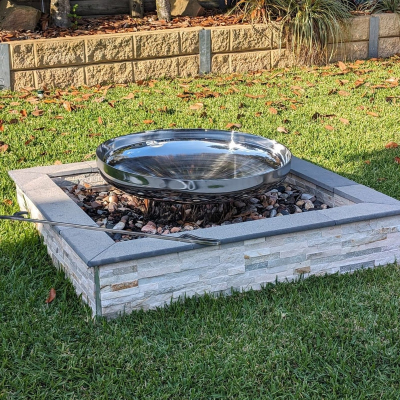 Outdoor Fire Pit Bundle | Cauldron Hearth with Grill | Stainless Steel deep bowl  in backyard on grass
