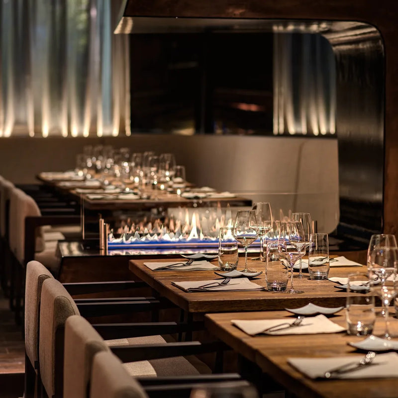 FLA4 BEV Bio Ethanol Fireplace Insert | Indoor showing the unit in a restaraunt setting