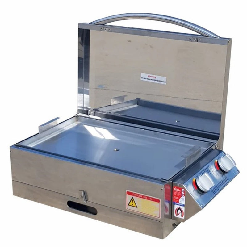 Caravan BBQ Grill | Portable | Sizzler Deluxe Low Lid with the lid open