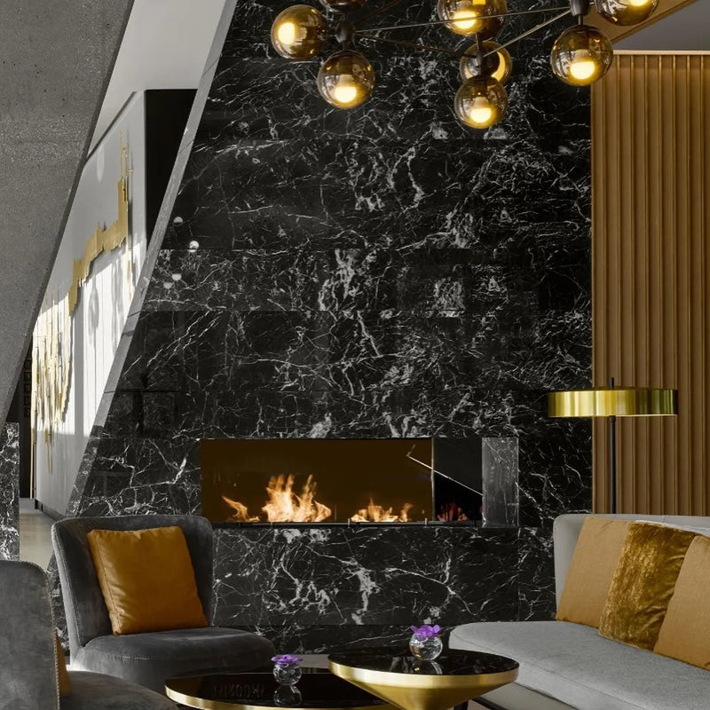 FLA4 BEV Bio Ethanol Fireplace Insert | Indoor showing an insert in the wall alight