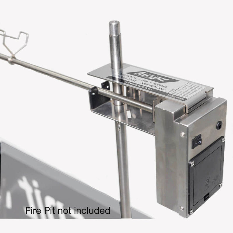 Products Auspit Portable Compact Camping Spit Rotisserie motor close up