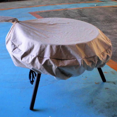BBQ Fire Pit vinyl cover in use to protect from weather