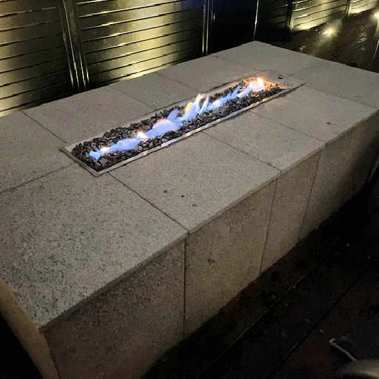 Fireplace | Galio linear - built into block wall