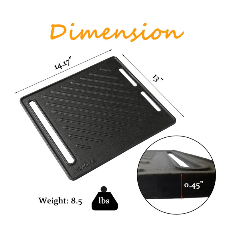 Cast Iron Pre Seasoned BBQ Grill | Griddle | ASMOKE