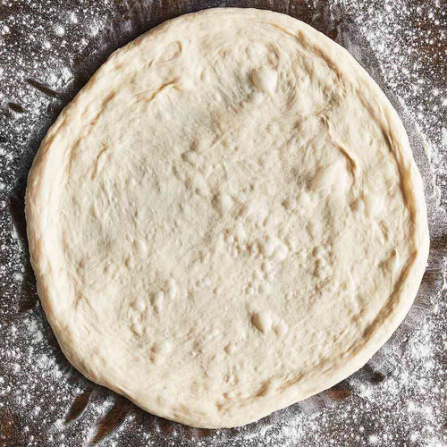 Pizza Dough Top view ready to go into oven