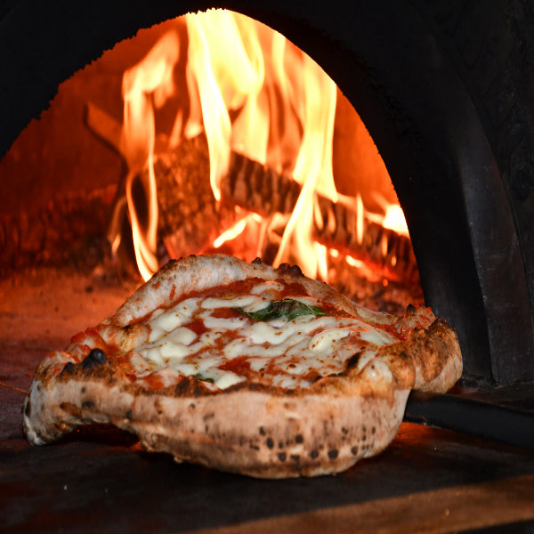 Pizza Oven with perfectly cooked pizza in it