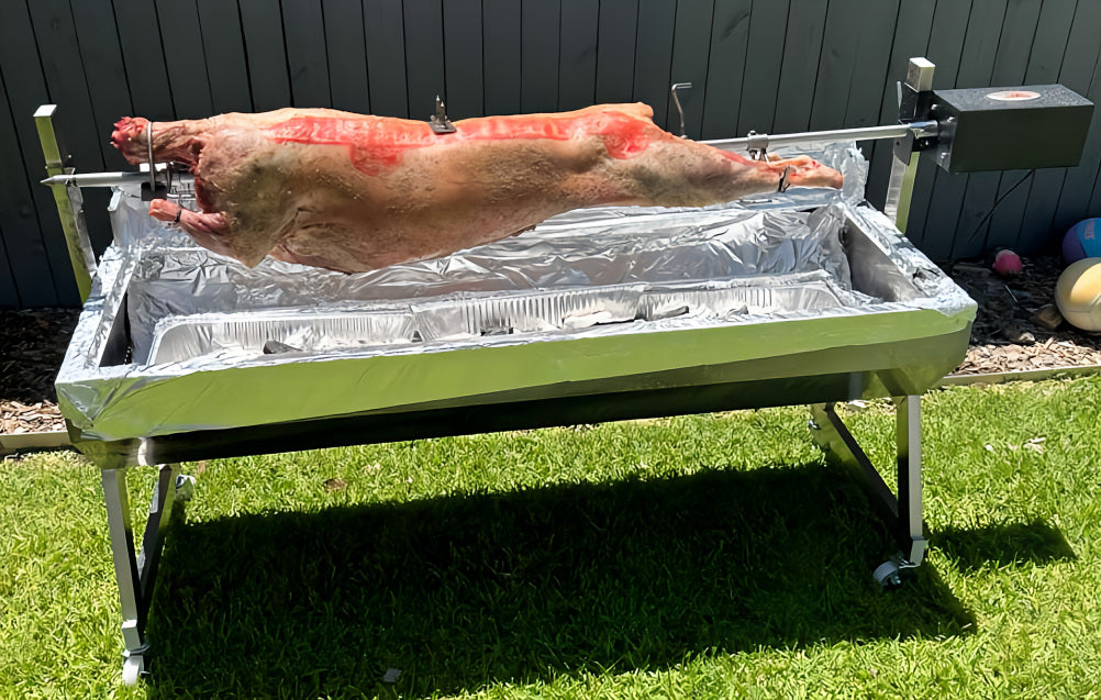 Cooking a whole lamb on the 1500mm spartan spit rotisserie