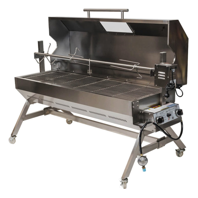 1500mm dual fuel spit roaster by flaming coals