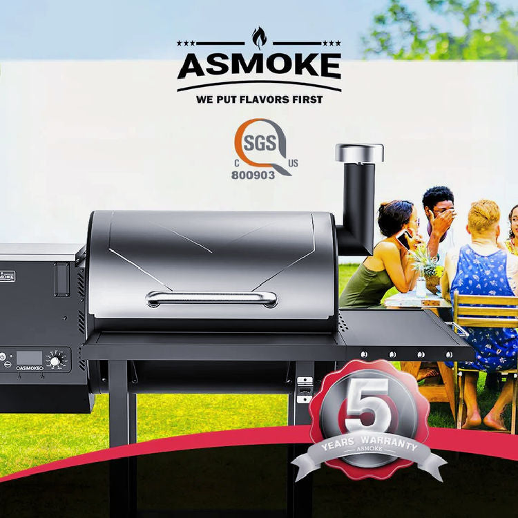 BBQ Smoker | full view of an ASMOKE bbq smoker AS660 showing 5 year warranty also