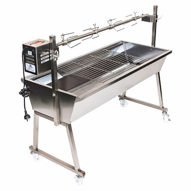 1200mm BBQ Spit Roaster | The Minion | Charcoal side view showing grill