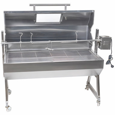 1200 mm Hooded Spartan BBQ Spit Roaster Rotisserie with the hood open
