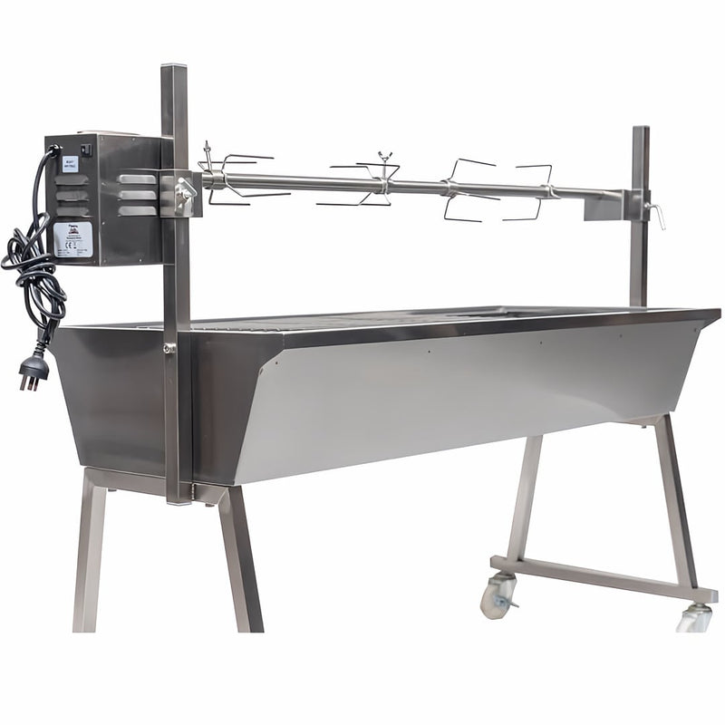 1200mm BBQ Spit Rotisserie | The Master | Charcoal side view showing accessories