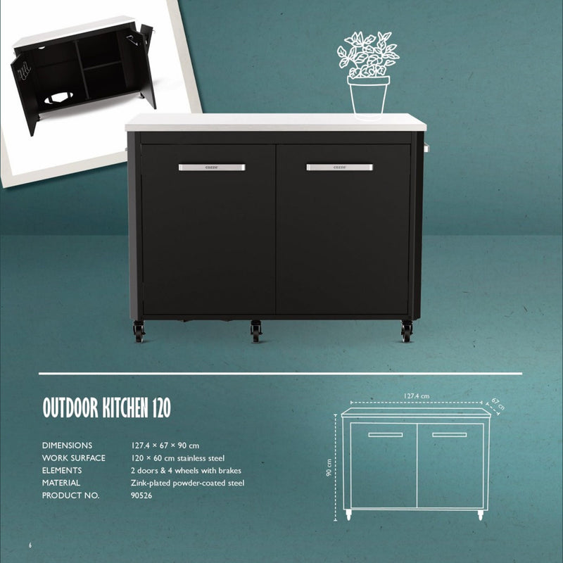1200 mm Two Door Outdoor Kitchen | Modular | Cozze showing dimensions