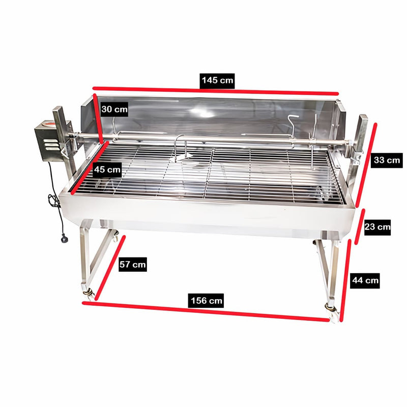 1500 mm BBQ Spit Rotisserie | Spartan showing the unit dimensions