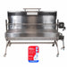 1500 mm Charcoal & Gas Dual Fuel BBQ Spit Roaster showing the uit and the gas compliance tag