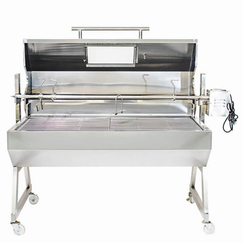 1500 mm Spit Rotisserie Roaster for Hire | Hooded with the hood open