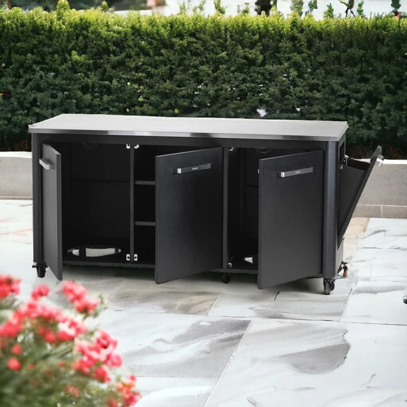 1800 mm Three Door Outdoor Kitchen | Modular | Cozze in outdoor area with doors open