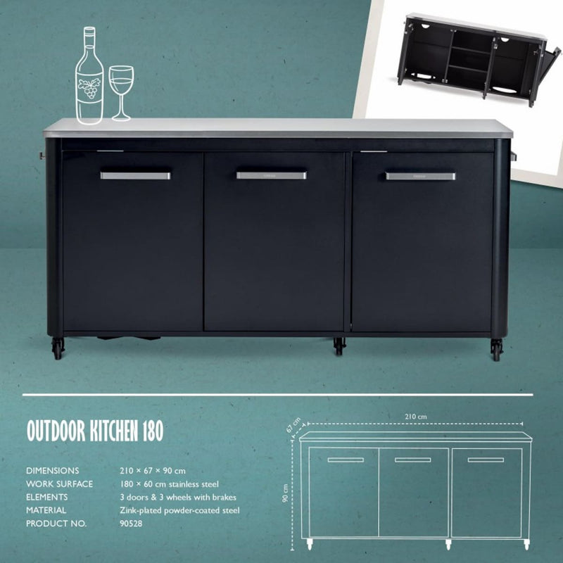 1800 mm Three Door Outdoor Kitchen | Modular | Cozze showing the dimensions