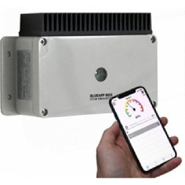 4kW Bluetooth Infrared Heater Controller | Star 7 showing the app on a phone