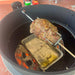 57cm Kettle Rotisserie Kit for the Webber Kettle BBQ close up view of cooked lamb