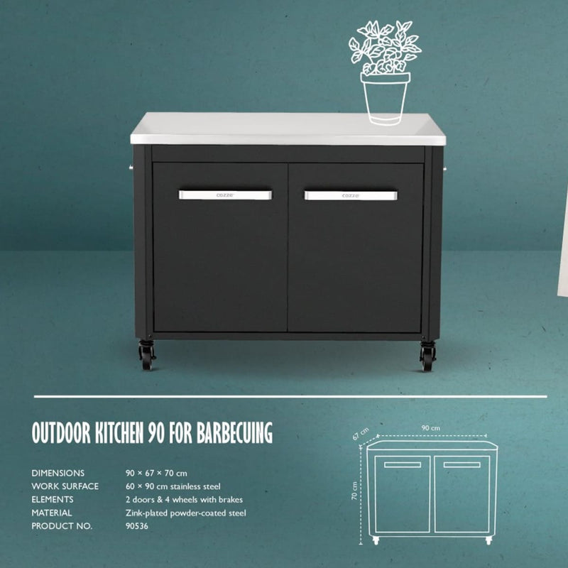 Outdoor Kitchen 90 Two Door for BBQ | Modular | Cozze showing the dimensions