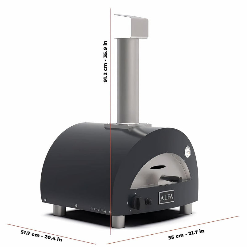 Alfa Moderno Portable Pizza Oven | showing dimensions