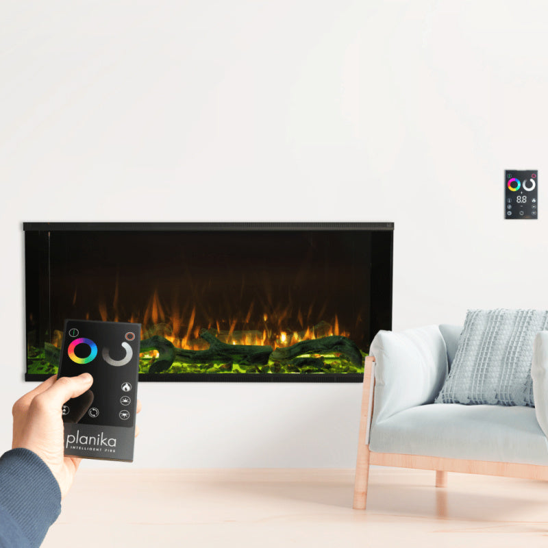 Electric Fireplace - Astro series showing remote control