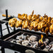 BBQ Spit Roaster | Cyprus | Flaming Coals meat cooking on kebab skewers