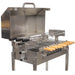 BBQ Spit Roaster | Hooded Cyprus side view with hood open and skewers