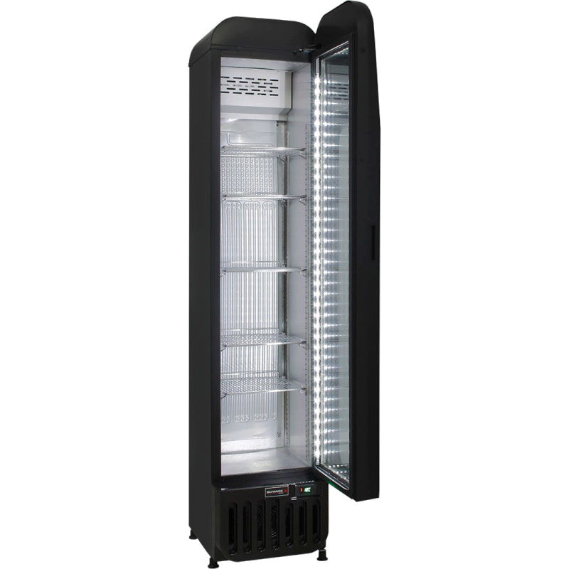 Bar Fridge | 135 Litre Upright in black with door open