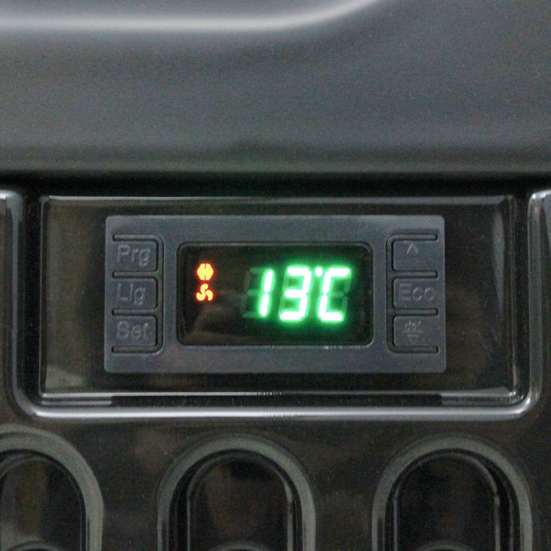 Bar Fridge | 135 Litre Upright close up view of temperature controls